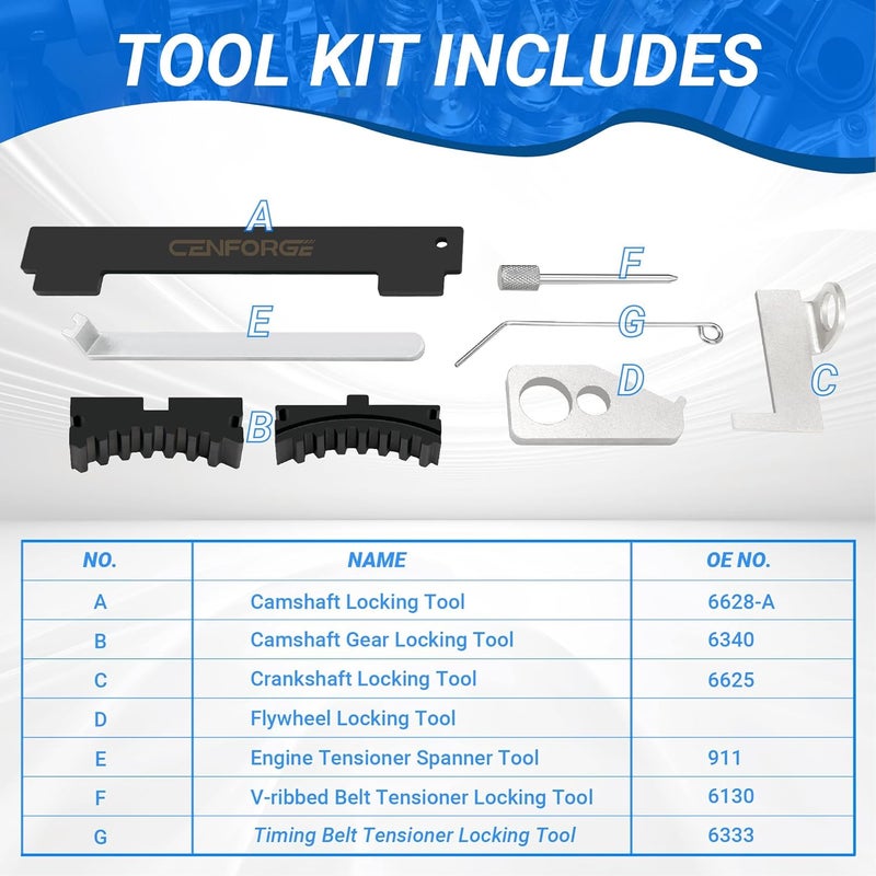CENFORGE Store Engine Camshaft Tensioning Locking Alignment Timing Belt Tool Kit, Camshaft Holding Tool Compatible with Aveo Chevy Cruze Fiat Alfa Romeo 1.4 1.6 1.8 L - Image 2